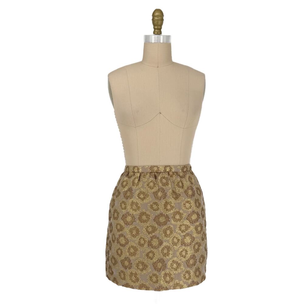J. Crew Goldenrod Jacquard Mini Skirt Womens size 0 Gold Metallic - Picture 4 of 16